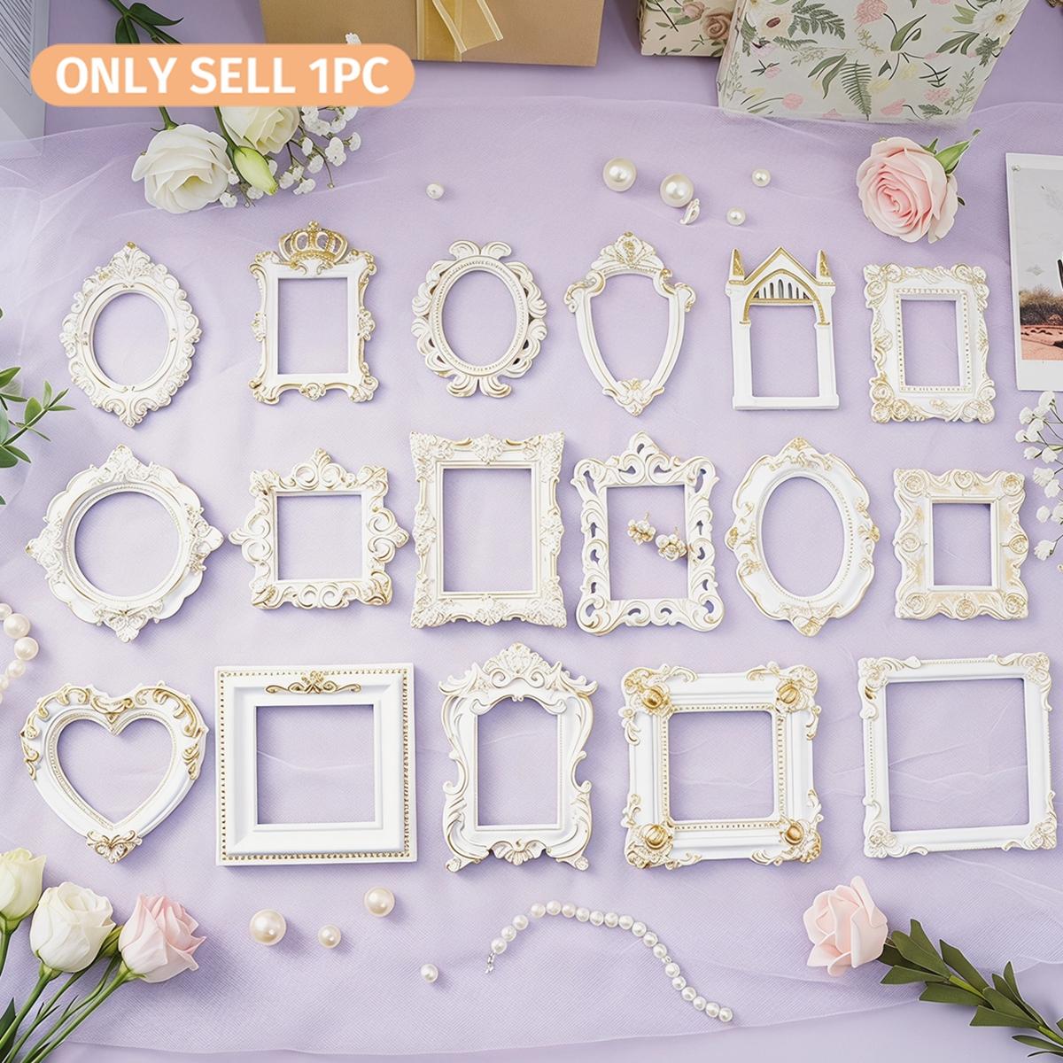 European Style Gold-Trimmed Mini Carved Frame, Resin Hand-Painted Indoor Desktop Decor, DIY Craft Kit, Wedding & Festival Decoration