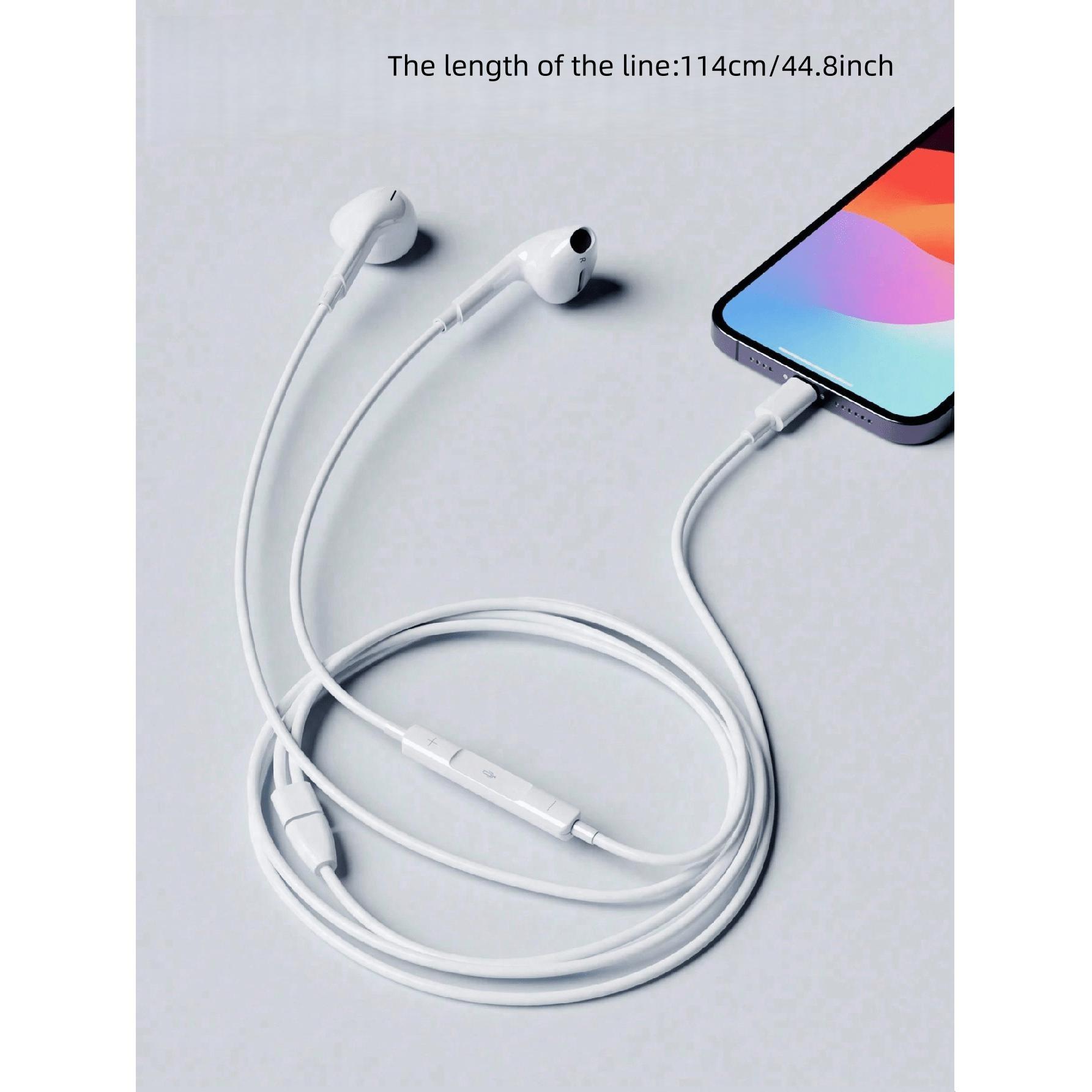 Wired In-Ear Headphones with Apple Lightning, Android Type-C, and 3.5mm Jack, Compatible with Mobile Devices, Low Power Consumption