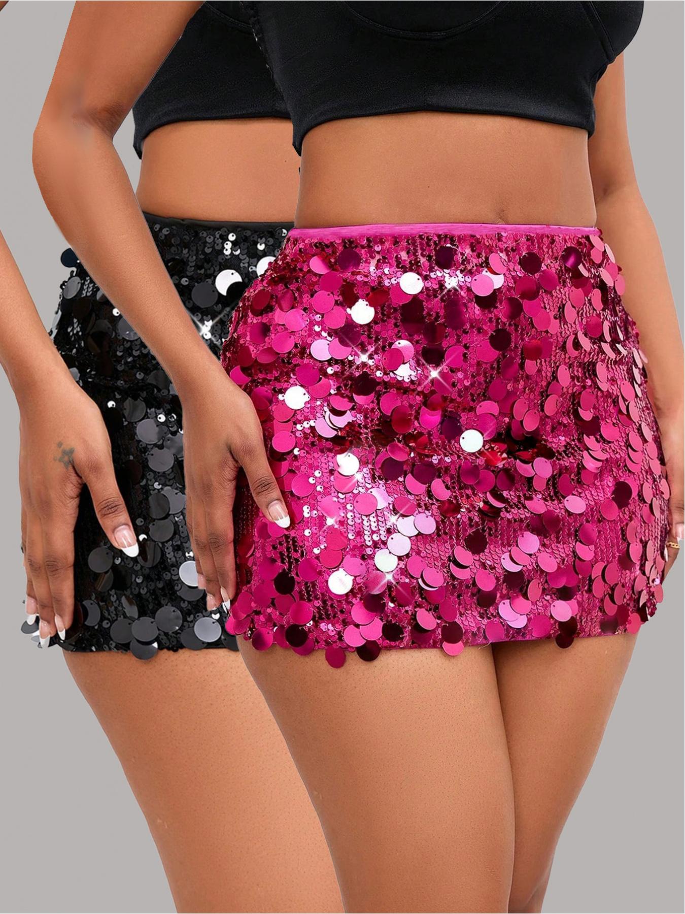 Women's Crystal Sequin Sexy Mini Tight Short Skirt, Beach Holiday Party  Festival Half Dress, Slim-Fitting Plain Style, Womenswear, Street Fashion  Skirt - TikTok Shop