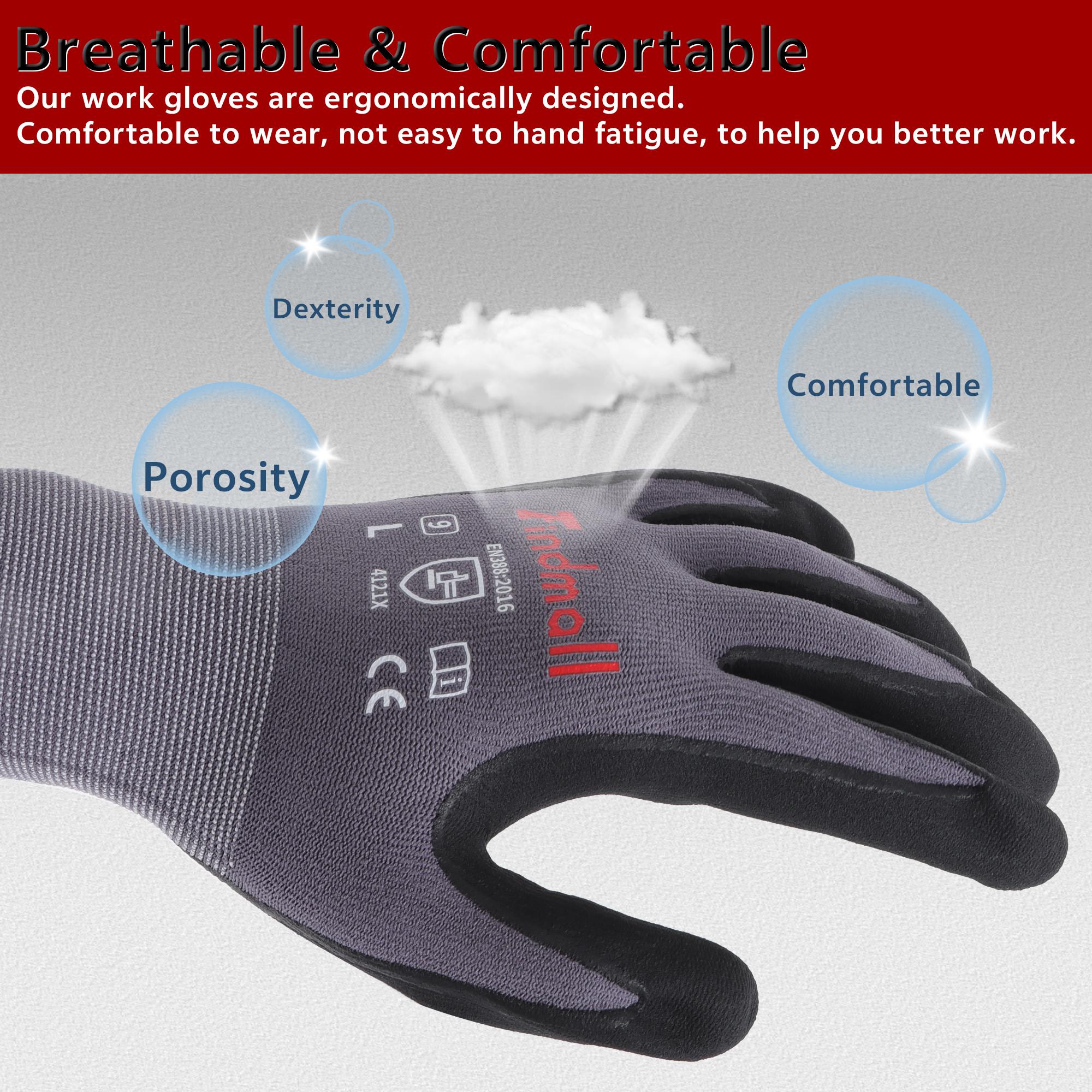 fathersdaygift Findmall Seamless Knit Multi Purpose Work Gloves, 3/6/12 Pairs for Warehousing, Construction Sites - Protective Gloves for Men & Women (Suitable for Horticultural Planting), Multi Purpose Glove