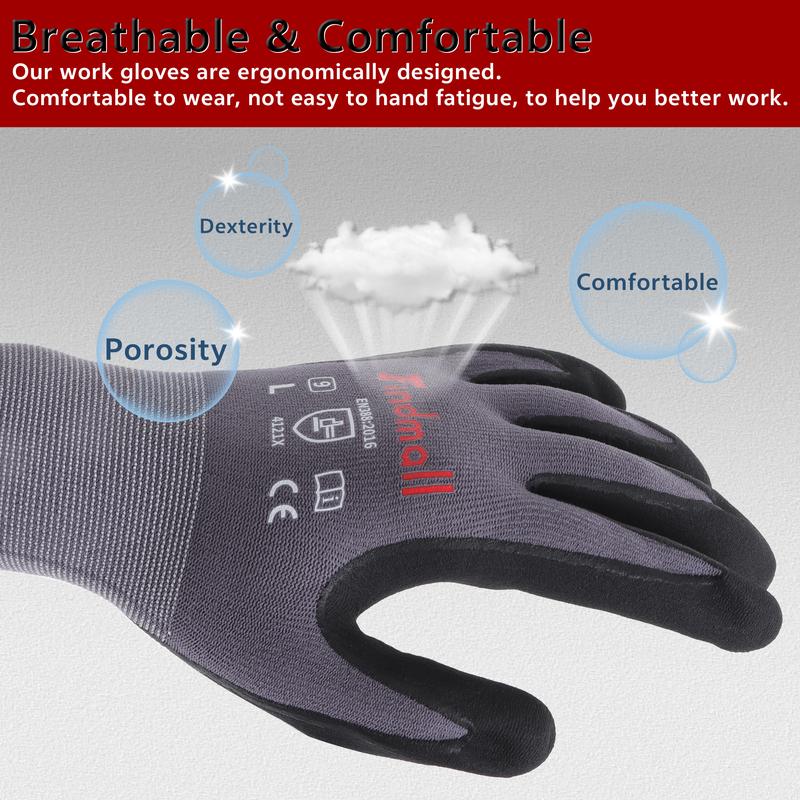 Findmall 3/6/12 Seamless Knit Gloves for Warehousing, Construction Sites & Horticultural Planting - Work Gloves for Women & Men