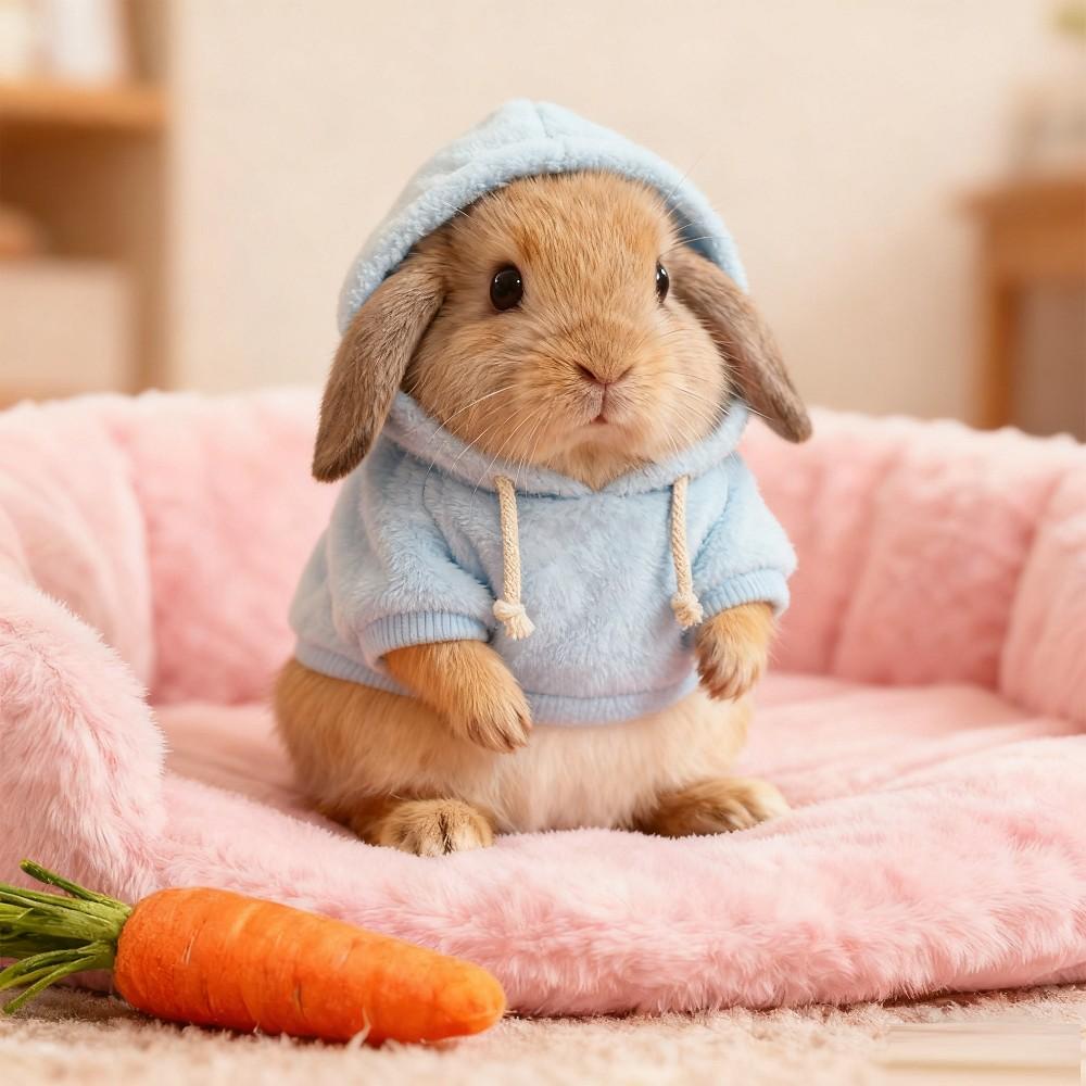 1PC Pet Basic Pullover Hoodies for 30cm/11.8in Height Small Pets Bunny /Kitten Warm Outdoor Clothing For baby rabbit Guinea, Soft Pet Sweatshirt Warm Pet Clothing Small Pet Homewear Small Animal Apparel Playful Pet Design