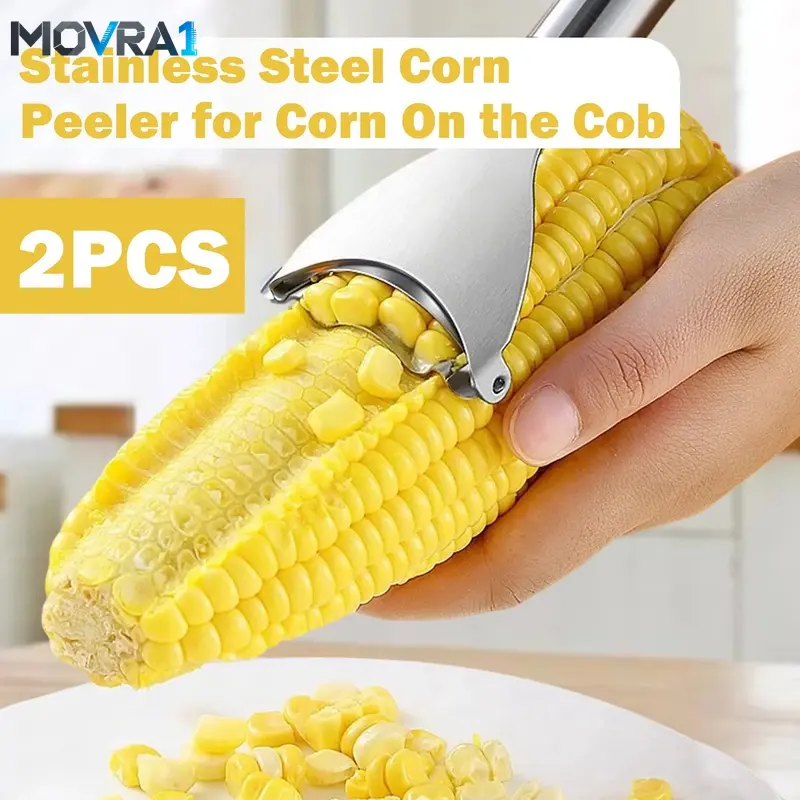 MOVRA1 2 Counts Corn Peeler, Stainless Steel Corn Stripper Tool Efficient Corn Removal
