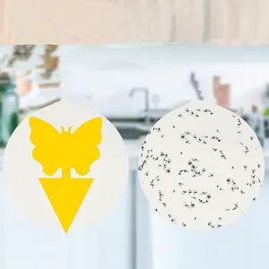 40 Piece Flower Shape Solid Fly Insect Control Board, Balcony Paper Material, Non-Ca Prop 65 Listed, Ideal for Outdoor Use