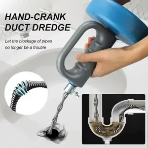 3/5Meters Long Kitchen Toilet Sewer Blockage Hand Tool Pipe Dredger Drains Dredge Drill-Powered Extendable Spring Cleaning