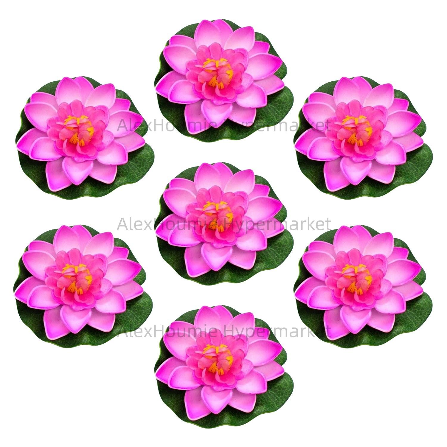 7 PCS Artificial Floating Foam Lotus Flower with Water Lily Pad Lifelike Ornament Perfect for Home Garden Pond Decor Decorations