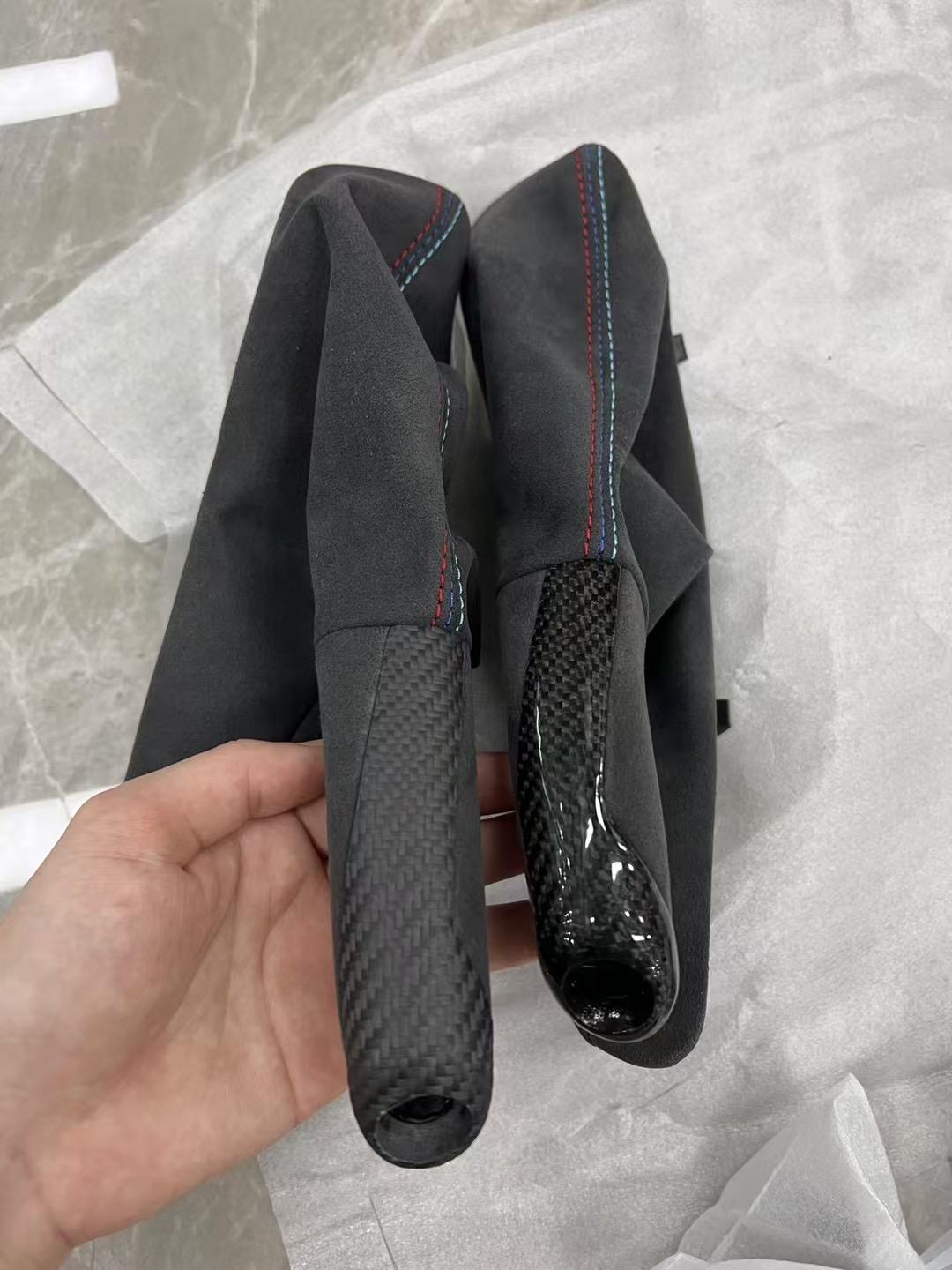 LHD Suede Carbon Fiber Handbrake Sleeve For BMW 3 4 Series F30 F31 F32 F33 F36 F80 F82 F83