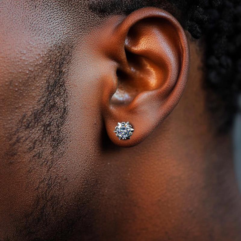 HELLOICE Moissanite Non Pierced Snowflake Earrings 0.6ct/1ct/2ct Synthetic Moissanite VVS1 D Color Non-Piercing Jewelry Gift for Women and Men