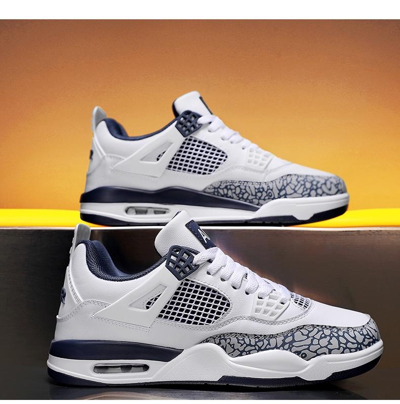 Breathable Leather Mesh Sport Shoes, Shock Absorption, Anti-Slip Sole, Unisex Basketball Shoes, Outdoor & Skateboarding Shoes