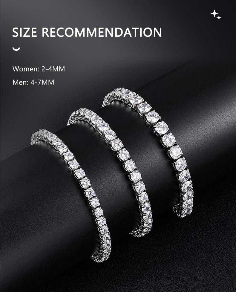 [5A+ Cubic Zirconia] GEMSME Copper 2-6MM Round Cut Waterproof Tennis Bracelet Tennis Anklet Tennis chain for Men Woman Classic Couple Barcelets Anniversary Birthday Engagement Gift High Quality Unisex Hiphop Style