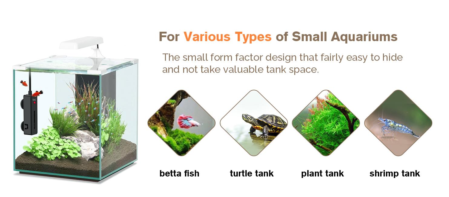 hygger Mini Fish Tank Submersible Heater 20W/75W for 1 -15Gallons Desktop Betta Aquarium Heater with Digital Display Controller Adjustable Temperature