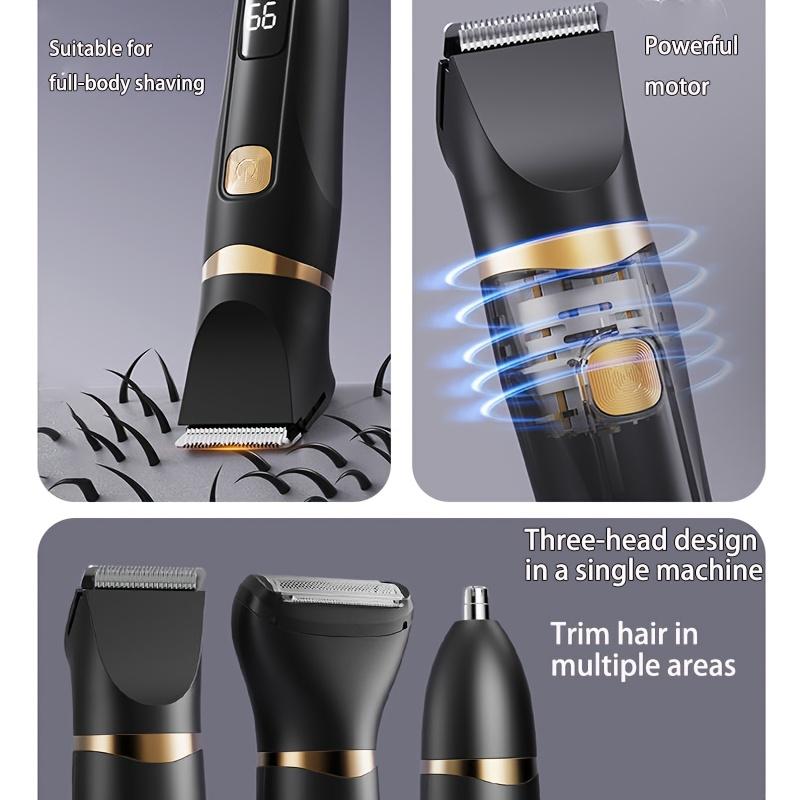 Men's 3-in-1 Body Groomer, Ideal for Trimming Hair on Various Parts of the Body, Including the Head, Face, Ears, and Nose. A Perfect Holiday Gift for Your Boyfriend or Father. USB Rechargeable, Electric Shaver.