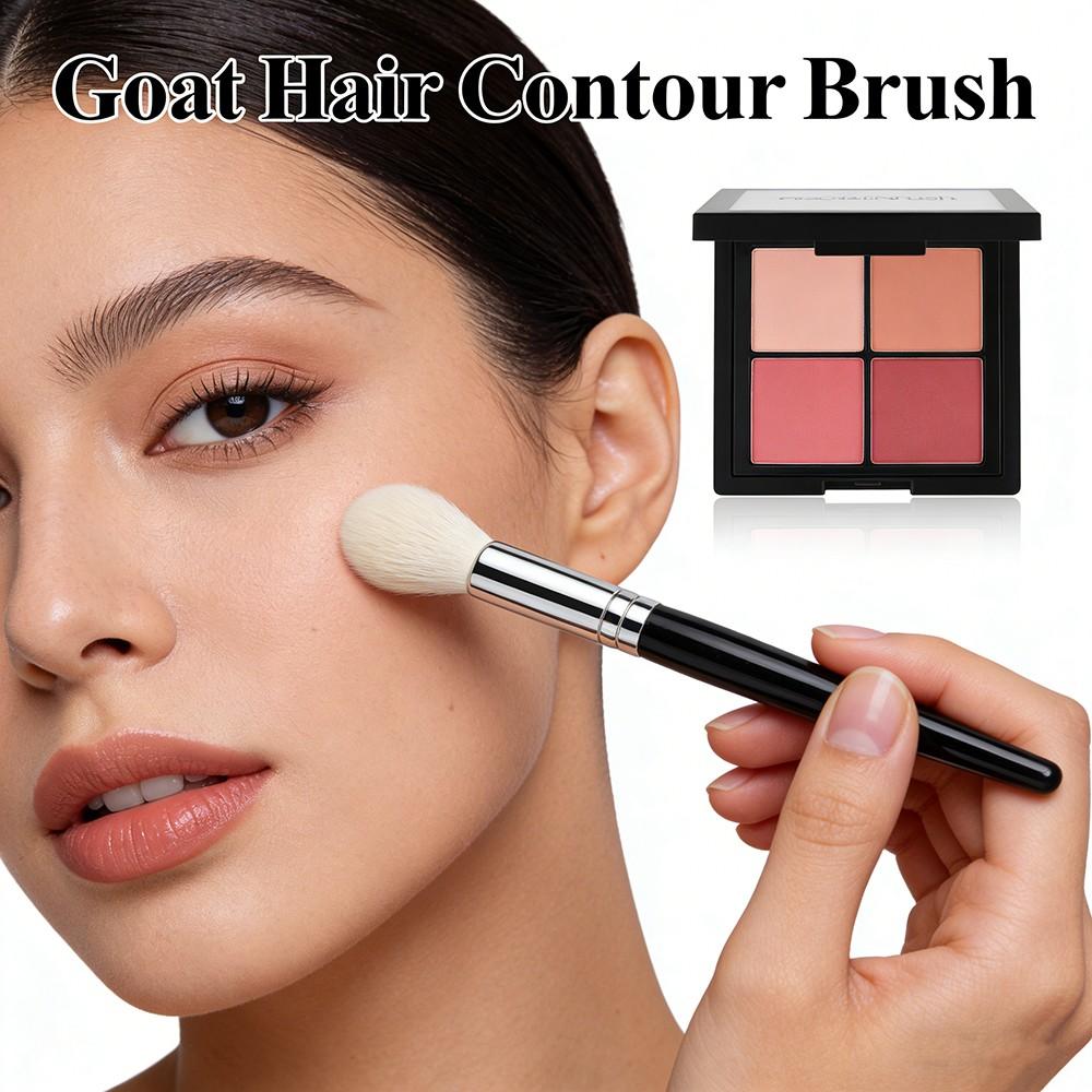 Goat Hair Contour Brush, Face Contour Powder Blush Highlight, Tapered Makeup Tool, 100% Goat Hair, Sculpting Makeup Brush 002