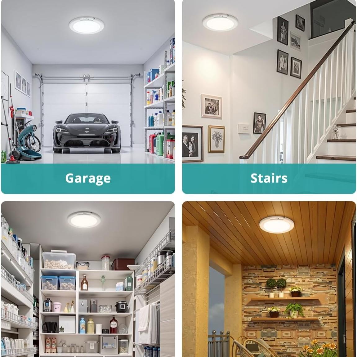 Magnetic Motion Sensor Ceiling Light, Remote Control, LED Battery Powered, Wireless, Dimmable, for Closet, Shower, Storage, Garage, Hallway