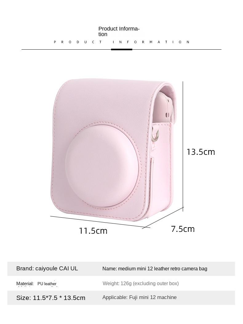 For Instax Mini 12 Camera Case PU Leather Soft Protective Case Trave Bag for Fujifilm Film Camera Bag with Shoulder Strap