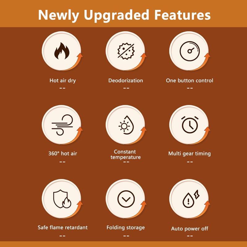 Foldable adjustable Shoe Dryer, Quick Hot Drying, Smart Temperature Control, Automatic Timer, Portable Home Odor Eliminator zapatos