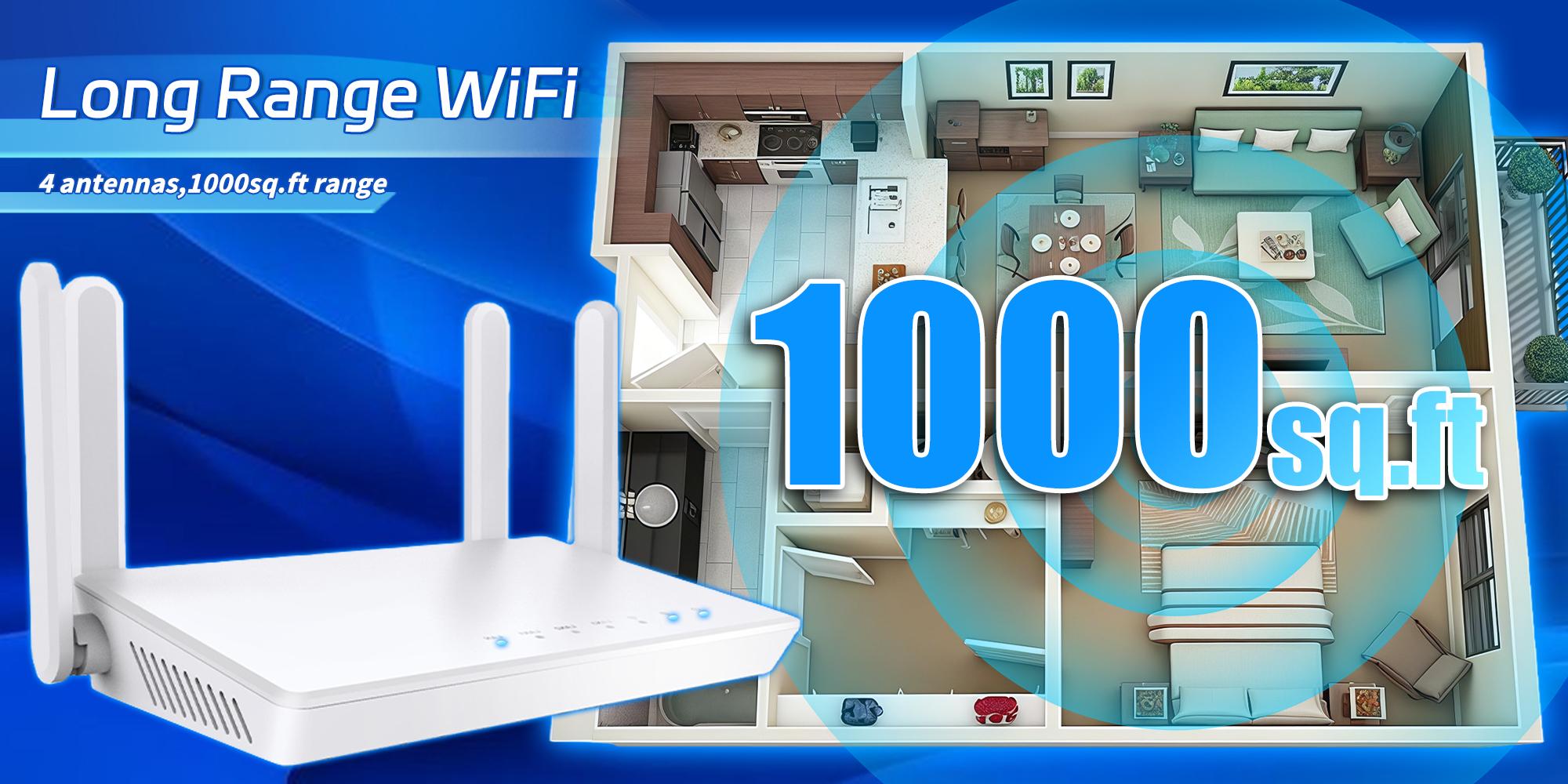 2026 WiFi Router with 4-Antenna, Whole Home Coverage up to 1,000 Sq. ft and 40 Devices, WPA2 Security, Wireless Router for Business & Gaming Computer, Easy Setup