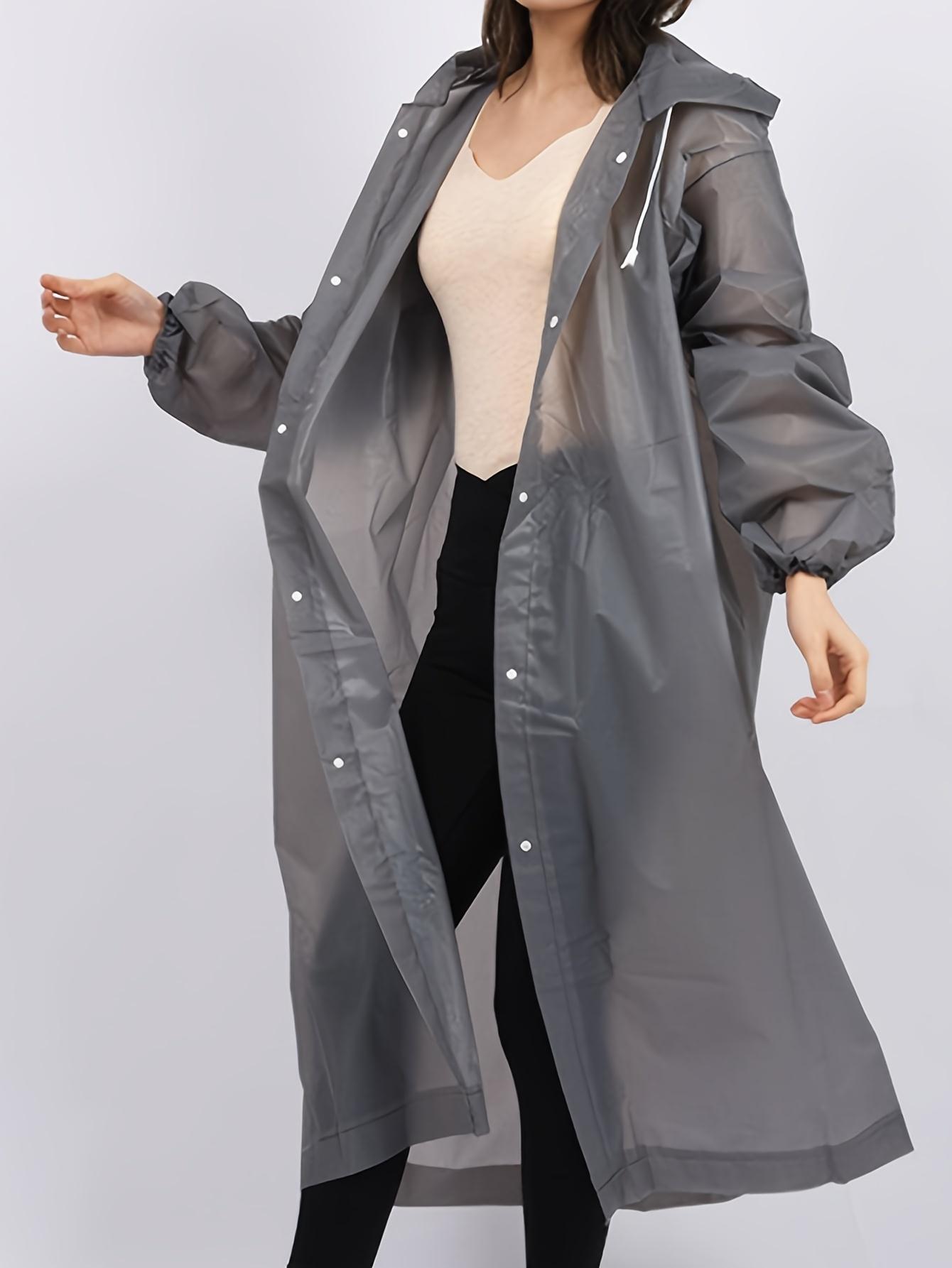 1pc Dark Gray Outdoor Sports Adult Raincoat, Windproof High Quality EVA Thickened Full-Body Coverall Rain Poncho for Travel, Outdoor Cycling, Portable Hooded Hiking Raincoat for Women