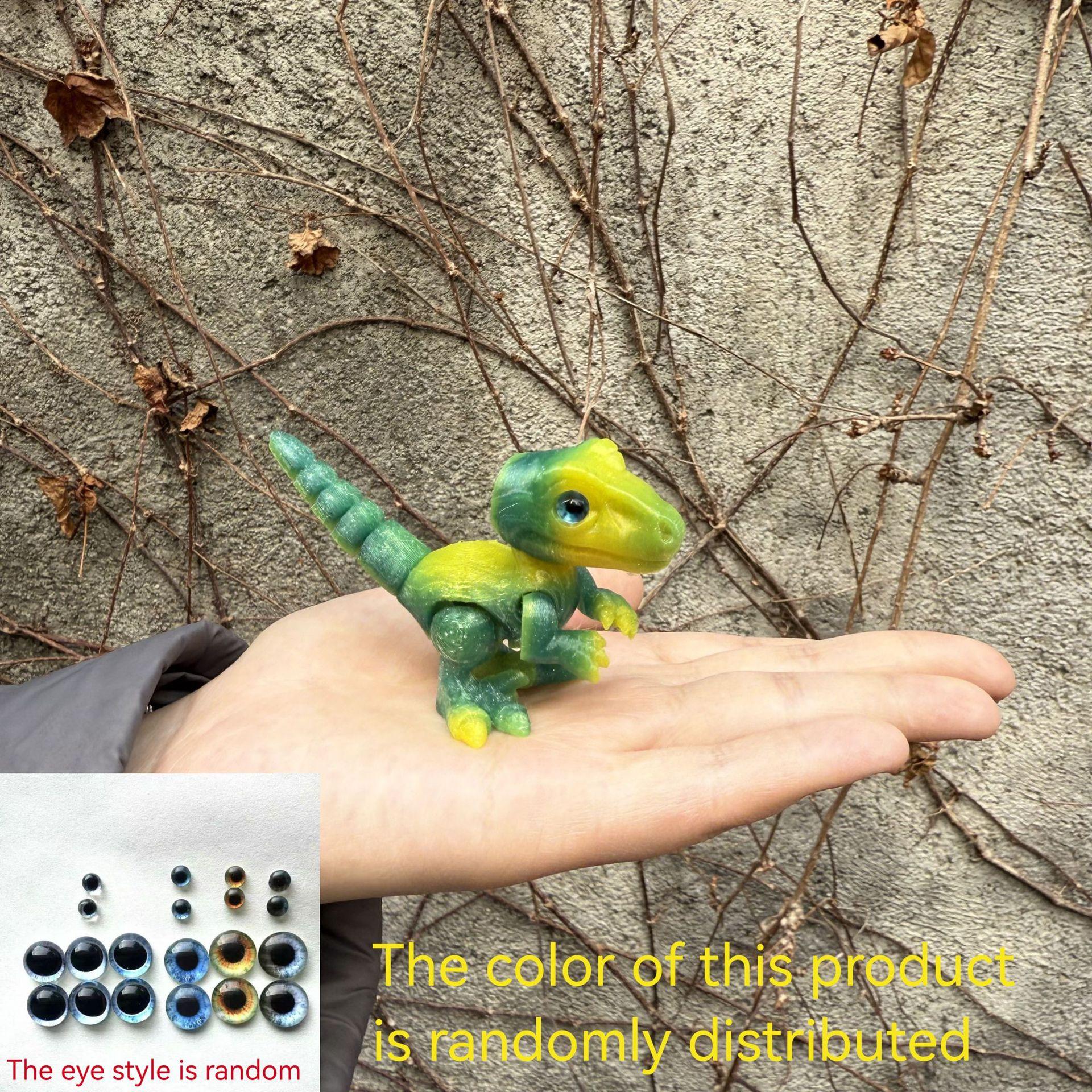 3D Printed Small Colorful Dragon Jointed Figure with Realistic Eyes, Artisanal Ornament, Collectible Doll, Decorative Craft