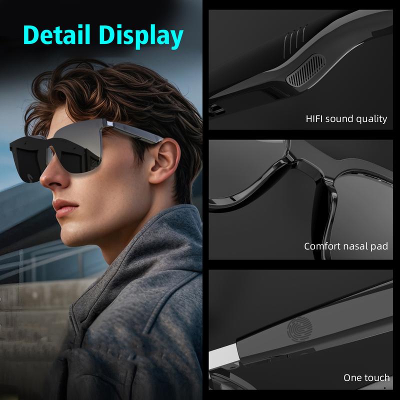 Unisex Multifunctional Smart Glasses – Wireless Communication, Music Streaming, High-Definition Lenses, Touch Control, iOS/Android Compatible