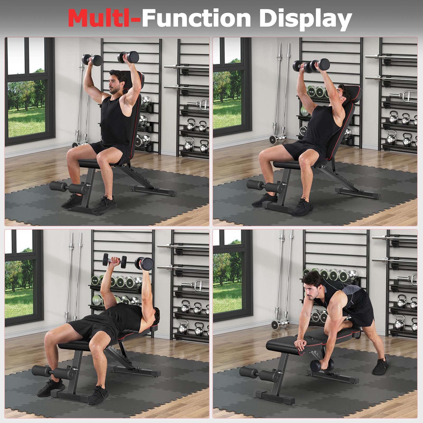 Adjustable Weight Bench with Leg Extension and Preacher Pad- Workout Bench Press for Home Gym, Foldable Incline Decline Sit up Exercise Bench for Full Body Strength Training