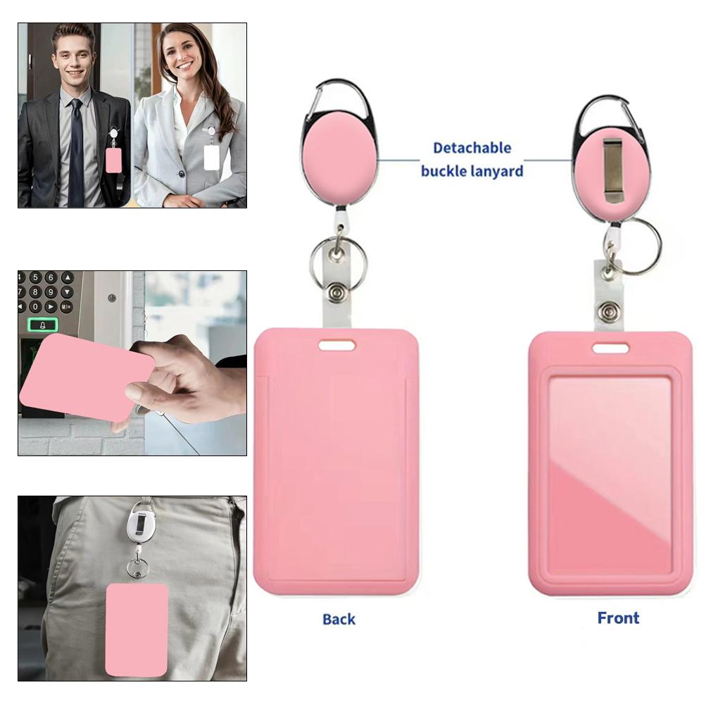 Letter Pattern Scalable ID Badge Holder, Creative Employee Card Container, Fashion Staff Card Holder, Durable Case Protector Pouch, Name Card Organizer, Retractable Badge Holder
