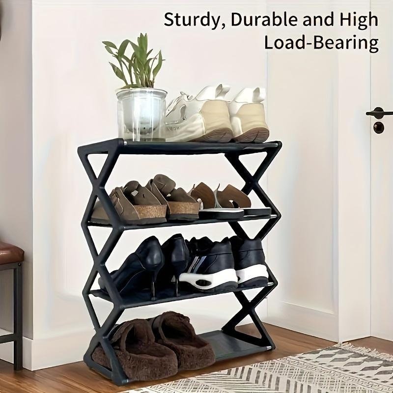4 Layer Stainless Steel Shoe Rack, Space-Saving Design, Easy Assembly, Durable Modern Style, Ideal for Entryway & Bedroom Organization, Shoe Storage Rack