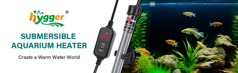 hygger Submersible fishtank heater 100W 150W 200W 300W Adjustable Fish Tahk Heater with Temperature Controller, LED Display, Small Aquarium Betta Heater for up to 20/26/40/48 Gallons