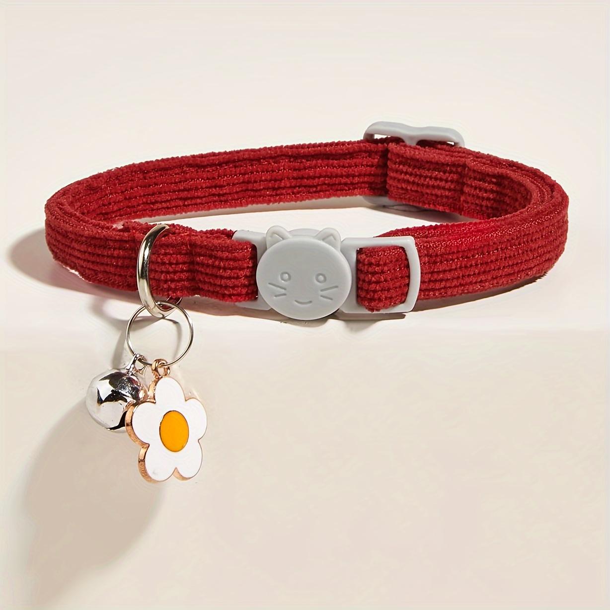 Cute Cat Collar with Bell & Flower Pendant, 2 Counts/set Adjustable Pet Collar with Safety Buckle, Pet Supplies for Small Cats Dogs