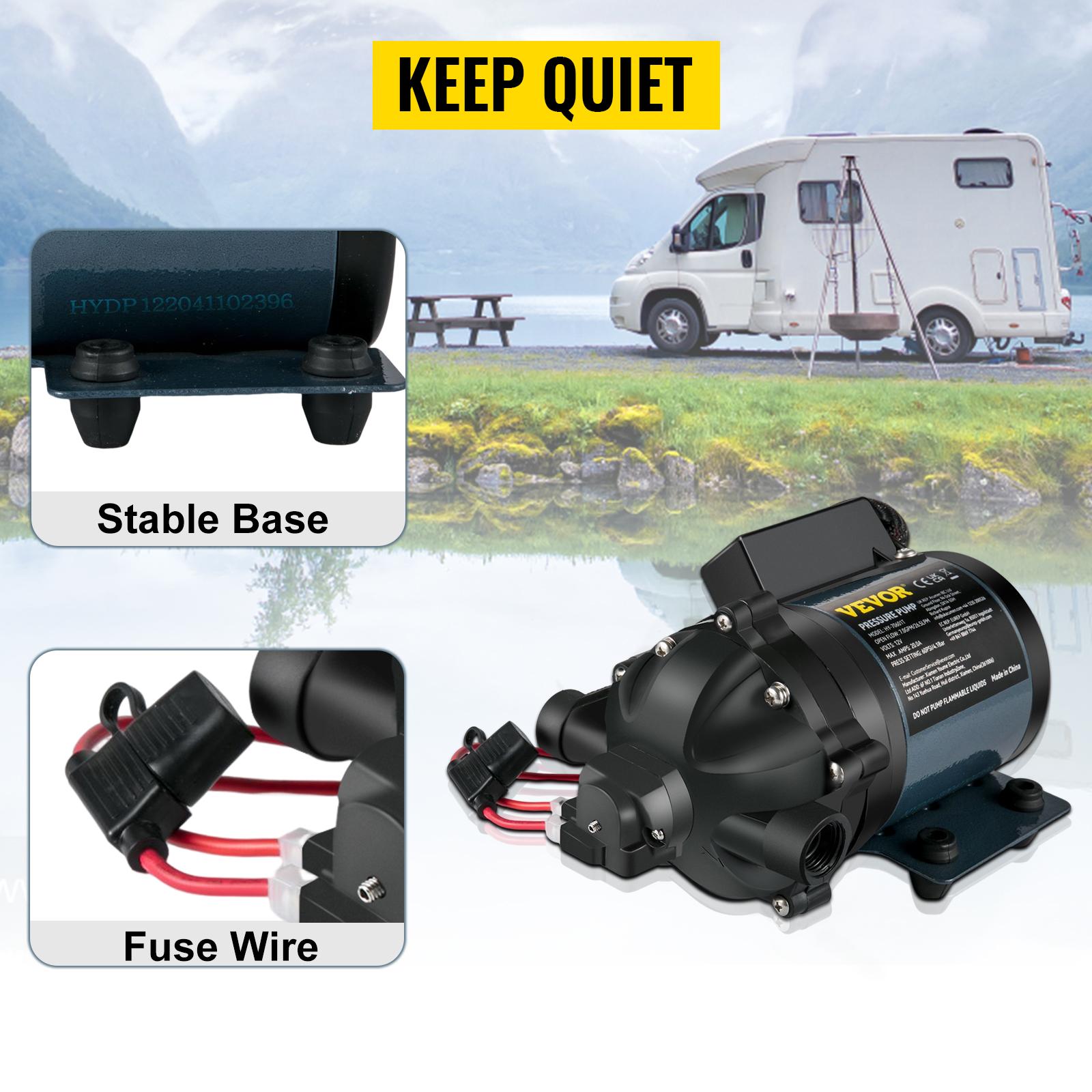 VEVOR Washdown Pump, 12V DC, 7 GPM 60 PSI, Max. 10 FT Lift Self Priming Water Pump, with EPDM Valve, Universal Salt Water Strainer Female/Male Thread, for RV, Marine Deck, Yacht