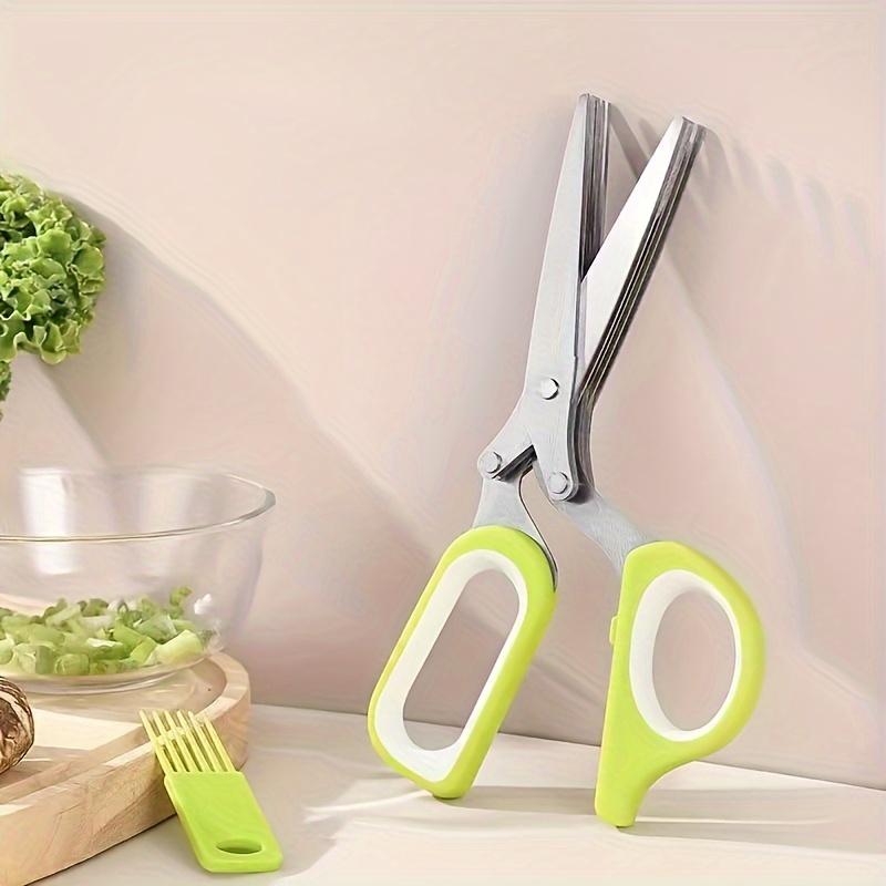 Stainless Steel Chive Scissors with Safety Cover  Multi-Purpose Kitchen Shears for Chopping Chives, Herbs, and Vegetables Ideal Home Essential