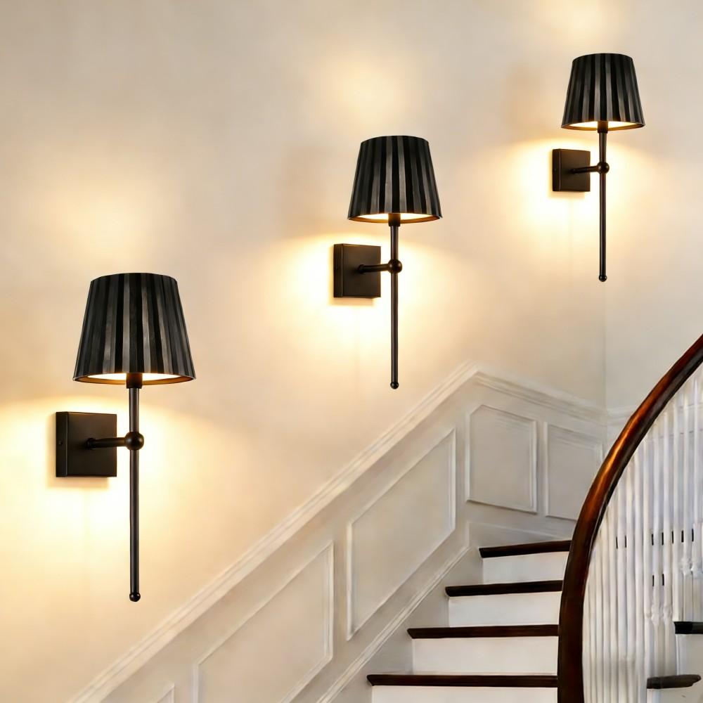 Two-Piece Black Wall Lamp with Remote, Simple Design, USB Rechargeable, Touch Control, Three-Color & Stepless Dimming, Timer function, Suitable for Living Room, Bedroom, Restaurant, Night Light, Lighting Modes Adjustable, Adjustable Lights