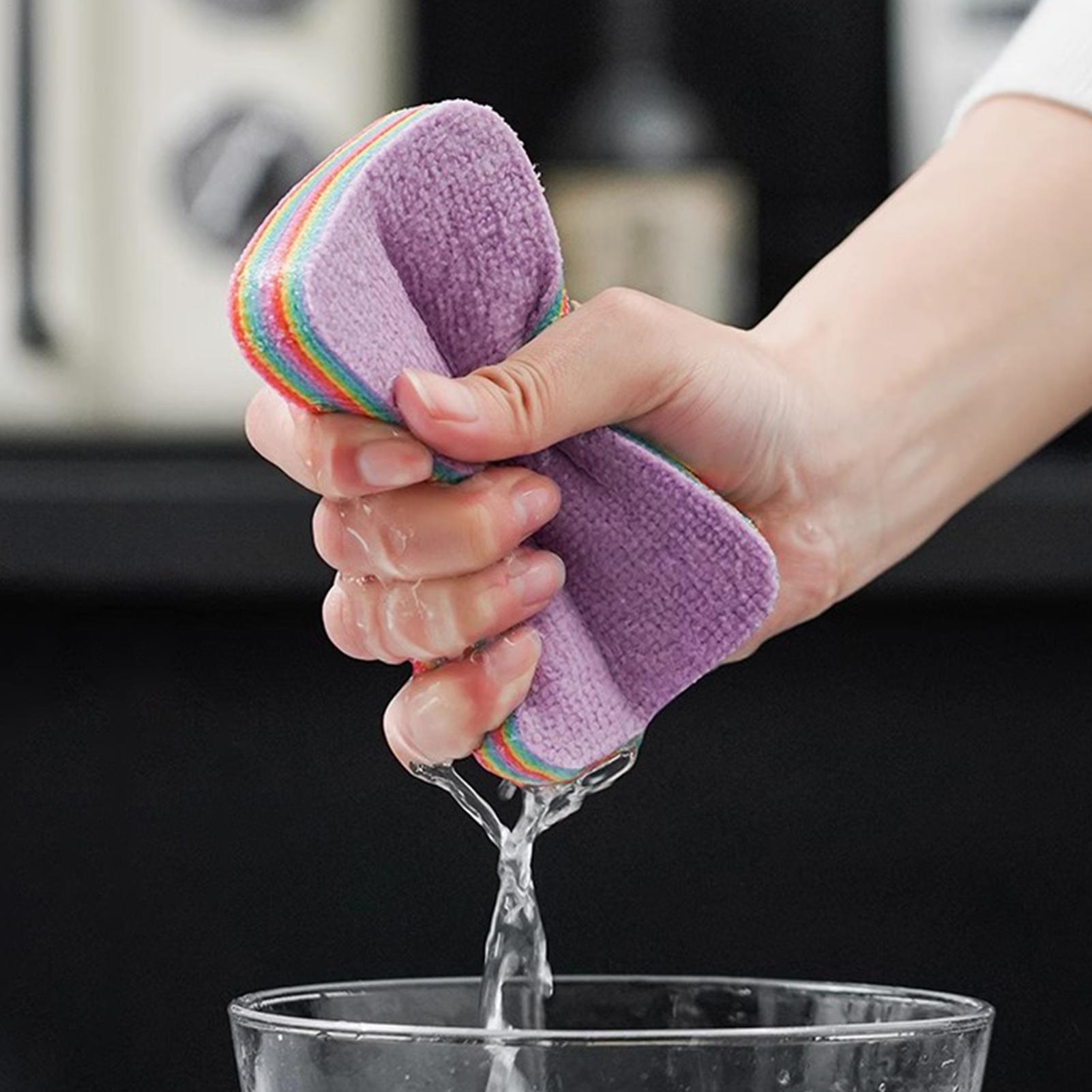 Peelable Layer Cleaning Sponges 12-Ply Reusable Microfiber Dish Towels Highly Absorbent Scrub Rags for Kitchen Multi-Use Sponges