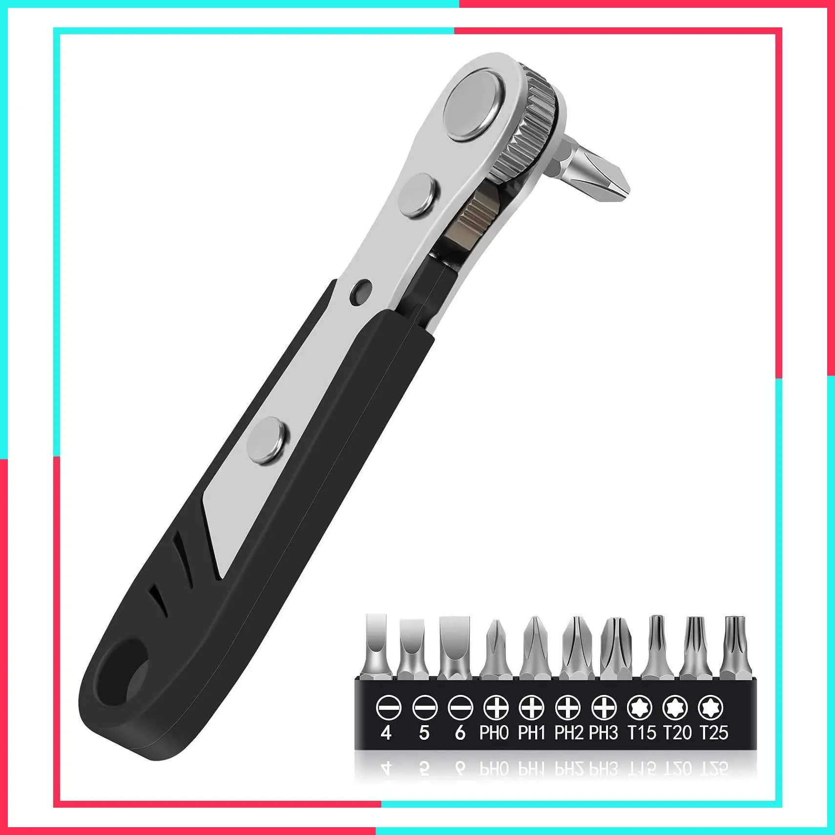 10-In-1 Angled Ratchet Screwdriver Set, 90 Degree Right Angle, Offset Screwdrivers for Tight Spaces, Practical Multifunctional Professional Mini Ratchet Set