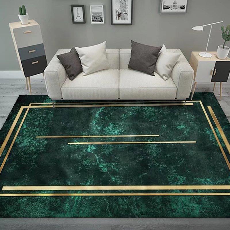 Luxury Emerald Green Gold Geometric Marble Flannel Area Rug - Modern Abstract Line Pattern Soft Mat for Living Room, Non-Slip Home Decor#EmeraldGreenRug #GoldGeometricMat #MarbleAbstractDecor #ModernCarpet #NonSlipFlannelRug
