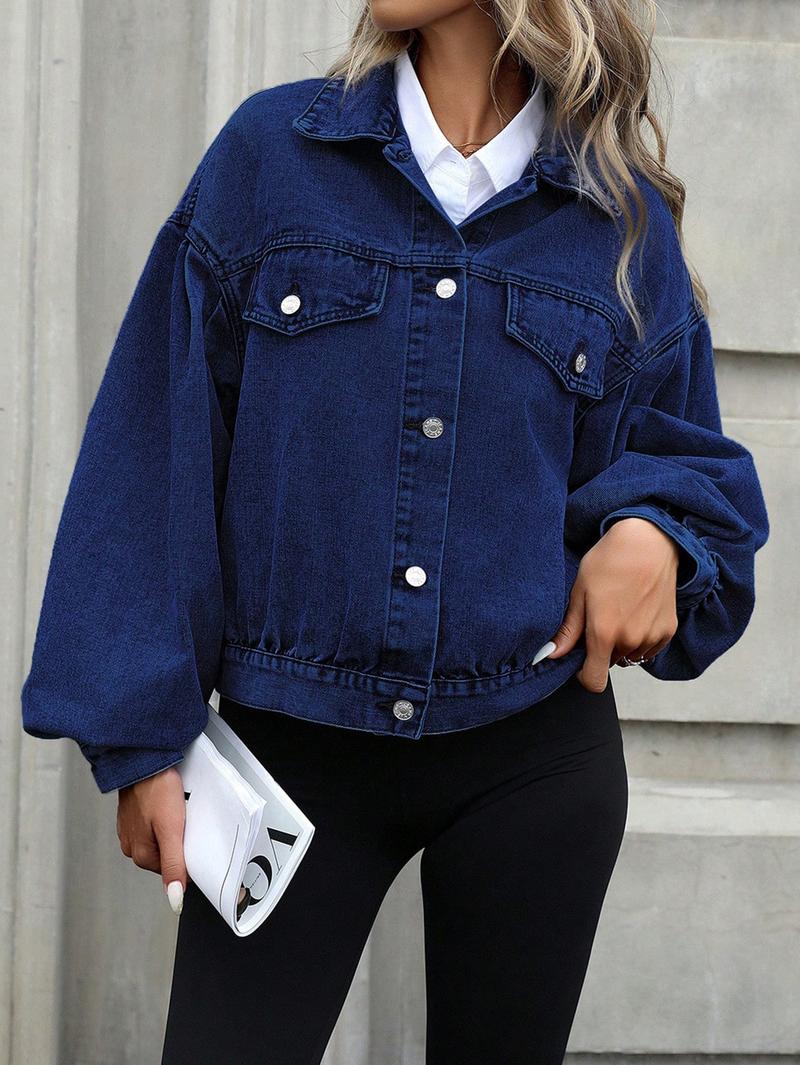 Women's Distressed Denim Jacket, Fashion Casual Long Sleeve Button Up Outerwear for Daily Wear, Ladies Clothes for All Seasons