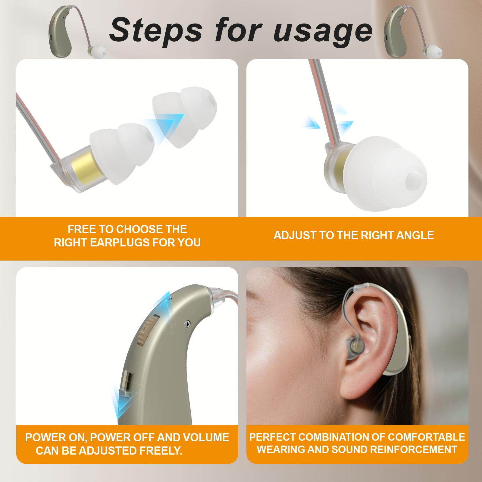 Rechargeable Hearing Aids for Seniors, Voice Enhancer and Personal Audio Amplifier, Dual Microphone Sound Source Localization (2 Pack)