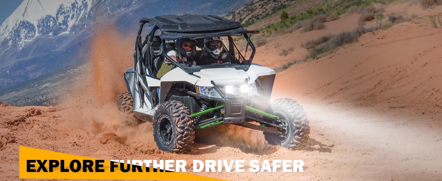 Auxbeam XP-ULTRA Series 3 Inch 80W 9600LM LED Pods Lights White Amber Spod Flood Combo Beam Jeeplight Bar Offroad for Trucks Cars Boats SUV UTV ATV Snowmobiles Motorcycles Dirt Bikes 4x4