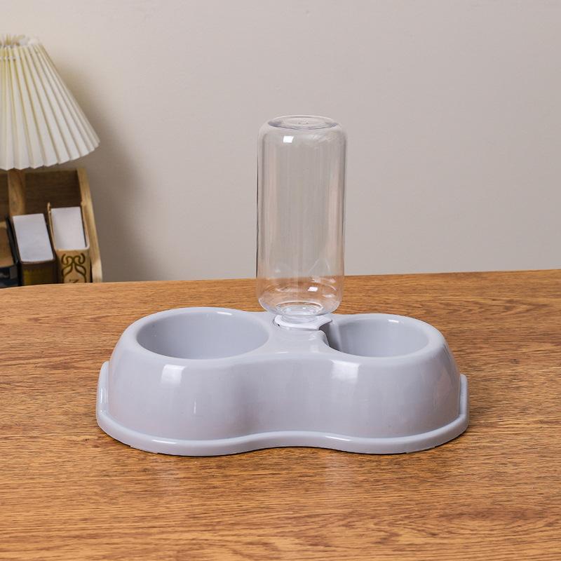 Plastic Dog Bowl Set with Water Fountain, Economic Dual Bowls Feeding Dish for Dogs & Cats, Pet Drinking Fountain Accessory