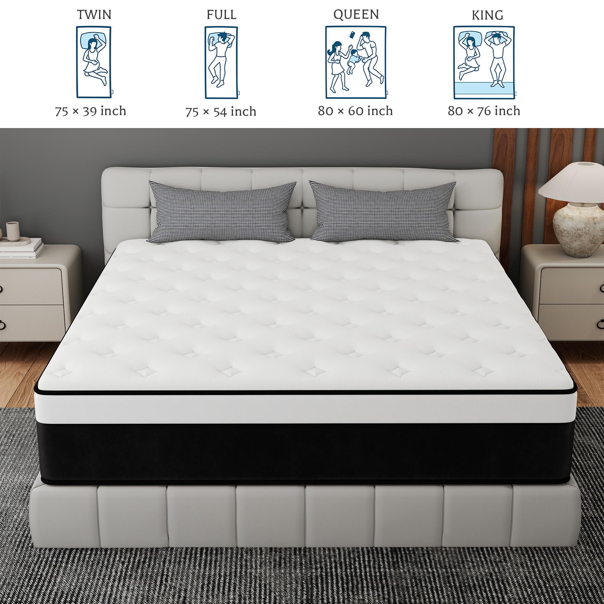 KORLOVY 12/14 Inch Twin, Full, King, Queen Size Mattress Memory Foam Hybrid Pocket Spring Medium Firm Comfy Skin-Friendly Mattresses Bed in A Box For Home Bedroom Hotels, Boxed Gift Furniture Ergonomic