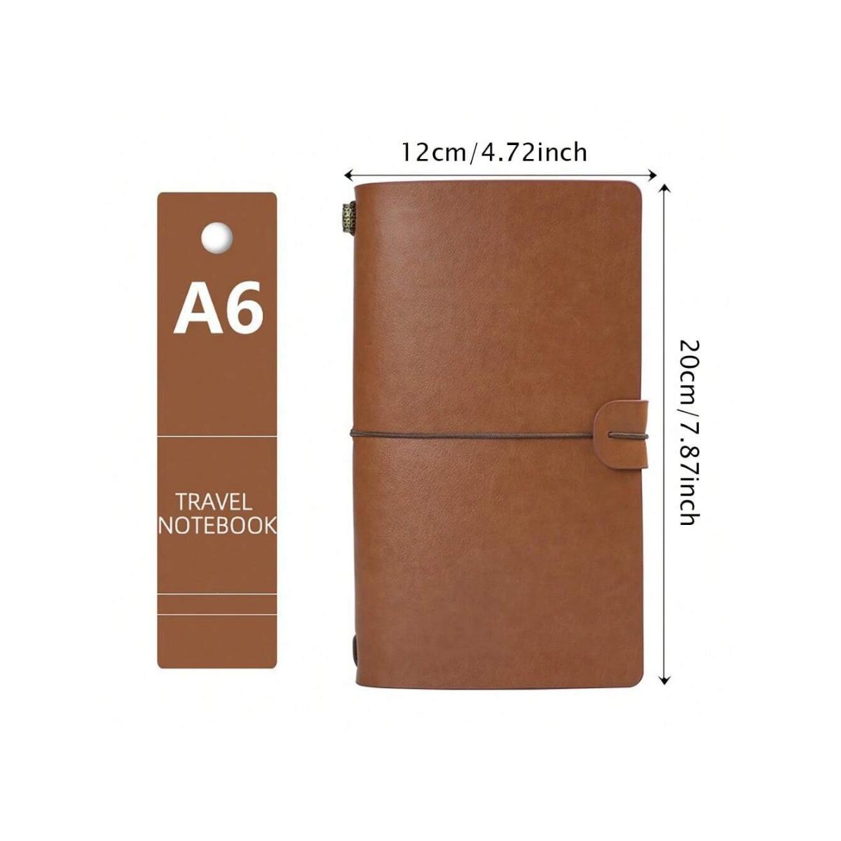 Creative A6 Bound Notebook with Kraft Paper Pages, Durable PVC Storage Bag, Ideal for Travel Diaries & School Supplies
