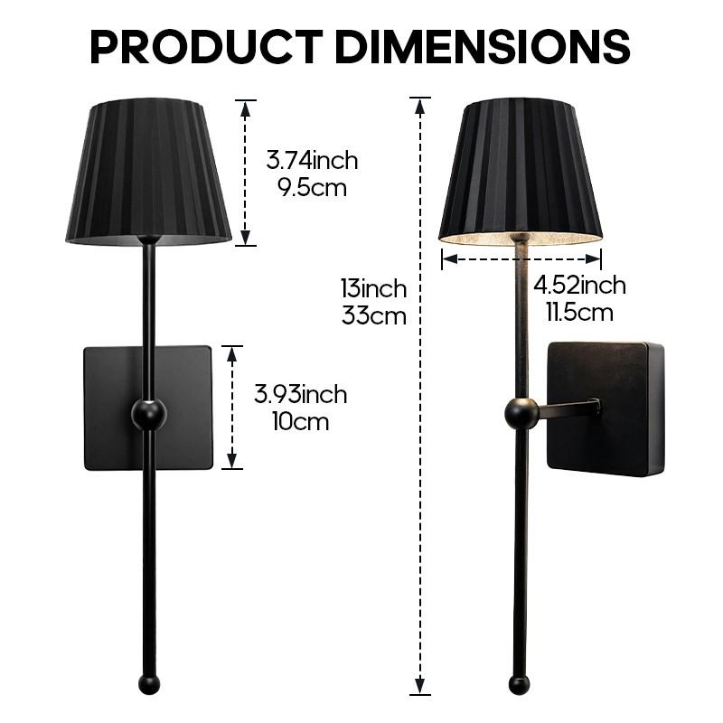 Two-Piece Black Wall Lamp with Remote, Simple Design, USB Rechargeable, Touch Control, Three-Color & Stepless Dimming, Timer function, Suitable for Living Room, Bedroom, Restaurant, Night Light, Lighting Modes Adjustable, Adjustable Lights