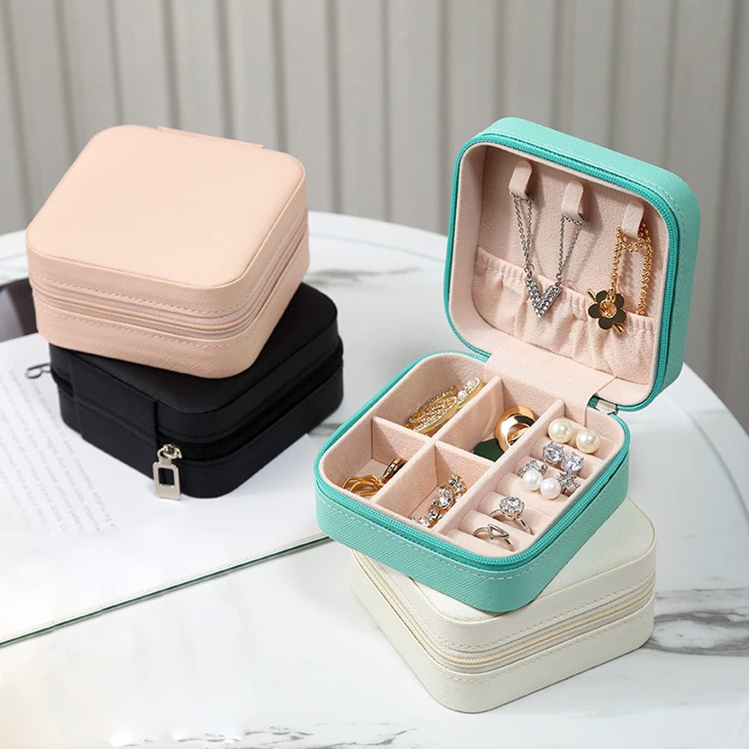 Luxury Leather Jewelry Box, Necklace Ring Earring Organizer, Portable PU Material, Compact Design, Ideal for Women's Jewels Storage