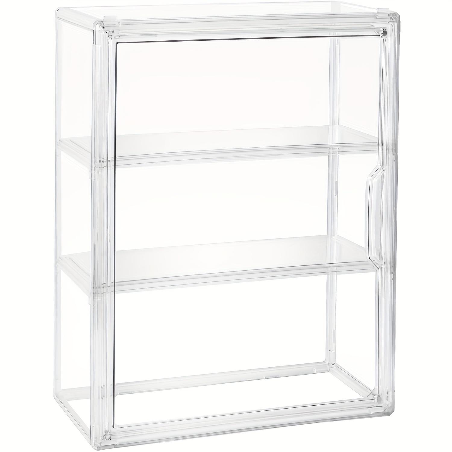 14.17 Inch Large 3-Tier Acrylic Display Case with Removable Dividers & Magnetic Door, Dustproof Organizer for Collectibles, Figures & Mini Models, Neat & Space-Saving