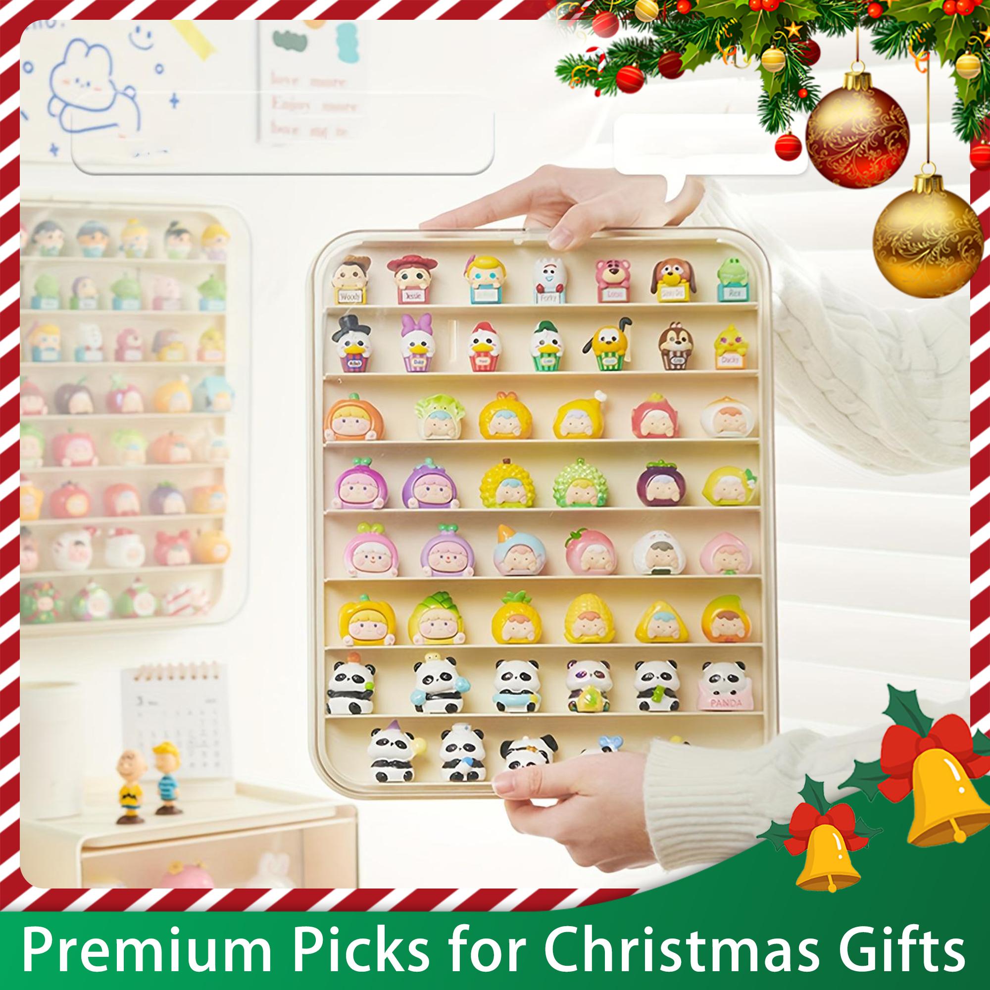 Wall-Mounted Display Cabinet Shelf, Display Cabinet Collectibles, 8-Tier Organizer for Small Figurines, Dustproof Storage Rack for Dolls & Blind Boxes, Transparent Plastic Multi-Grid Shelves