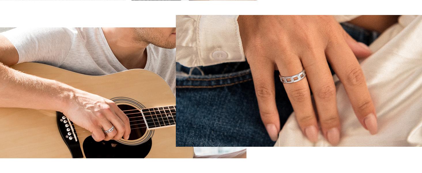 FaithHeart Stainless Steel Spinner Band Rings Triple Moon Rotatable Anxiety Ring FaithHeart Stainless Steel Spinner Band Rings Triple Moon Rotatable Anxiety Ring