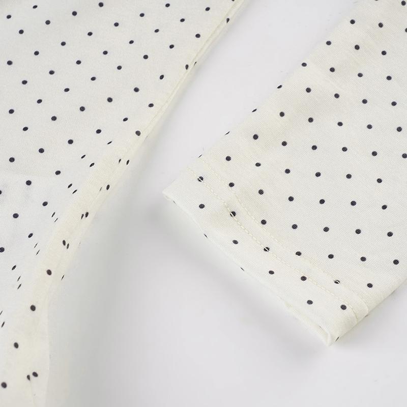 Women's Y2K Style Polka Dot Colorblock Slim-Fit Long Sleeve T-Shirt, Sweet Ruffle Hem Top for Fall Season, Casual Fashion Clothing, Casual Classy Top