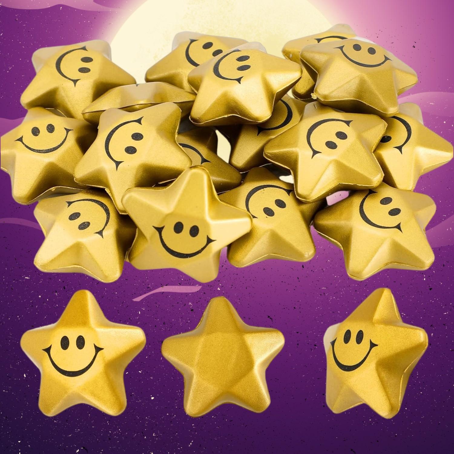 18pcs Mini Smiling Foam Stars, Fun Party Gifts & Decorations, 1.6-Inch Size, Perfect for Parties, Celebrations, and Event Decoration