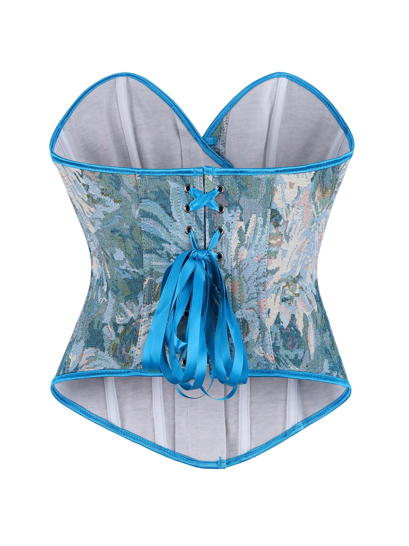 Women's Vintage Oil Painting Floral Pattern Front-Closure Corset Top, Fashionable Lace Up Backless Strapless Shapewear Corset for Daily Wear, Tummy Control Shaper for All Seasons, Bustier Shapewear Top