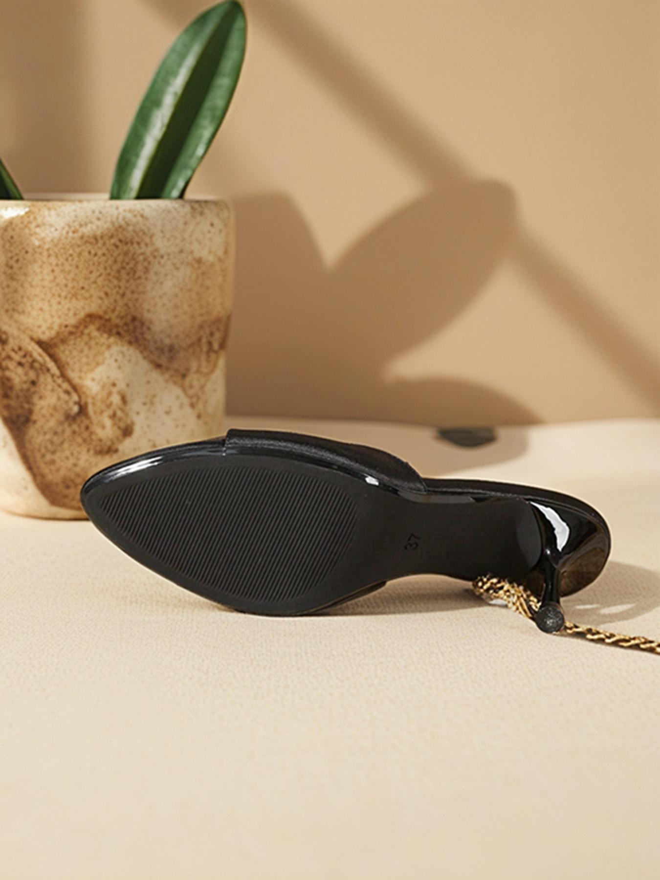 Women's Elegant Solid Color Pointed Toe High Heel Sandals, Fashionable Slip on Sandals for Daily Wear, Lightweight Breathable Comfortable Shoes for Women & Girls, Summer, Kitten Heel Sandals